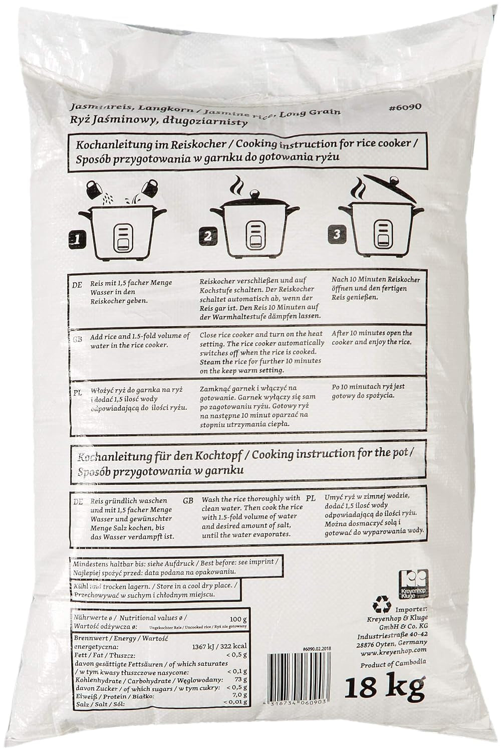 RICEFIELD duftende ris, langkornet, 1 pakke (1 x 18 kg)