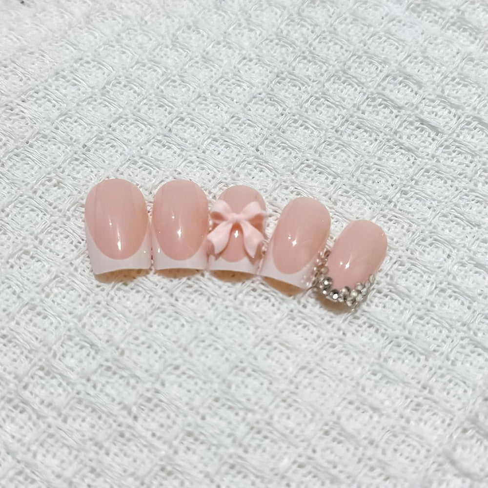 24 de tablete pentru manichiură franceză cu fundă roz și diamant, unghii pătrate, model cu strasuri, unghii artificiale roz nud, acoperire completă, manichiură cu lipici