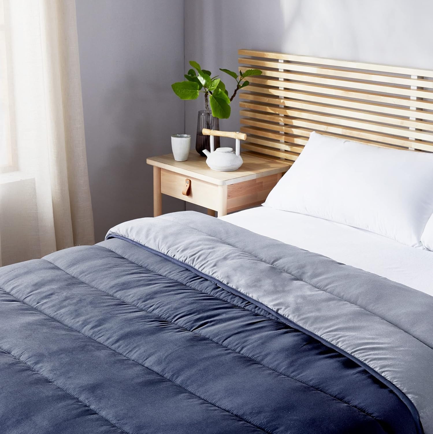 Pikolin Home - Vendbar quilt 300 G - Tofarvet nordisk fyld - Til seng 135 - Hyggelig, varm, åndbar, sennepsgul, 220 X 220 Cm Dyner og dyner Naty Shop