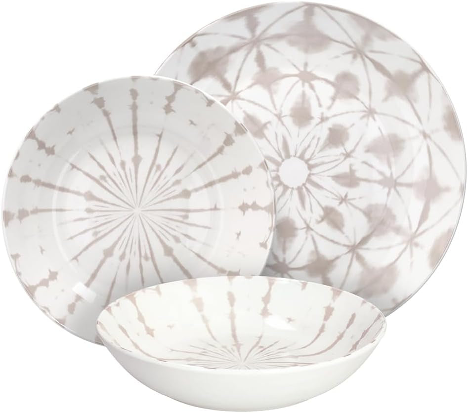 Mallorca, set de veselă pentru 6 persoane, 18 piese, porțelan, bej