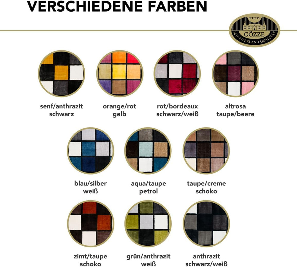 Gözze - Blødt og behageligt tæppe, kashmirfølelse, tung stofvægt 500 G/M², Antigua, 150 X 200 Cm - Sennep/sort/hvid Senge og tæpper Besuche den Gözze-Store