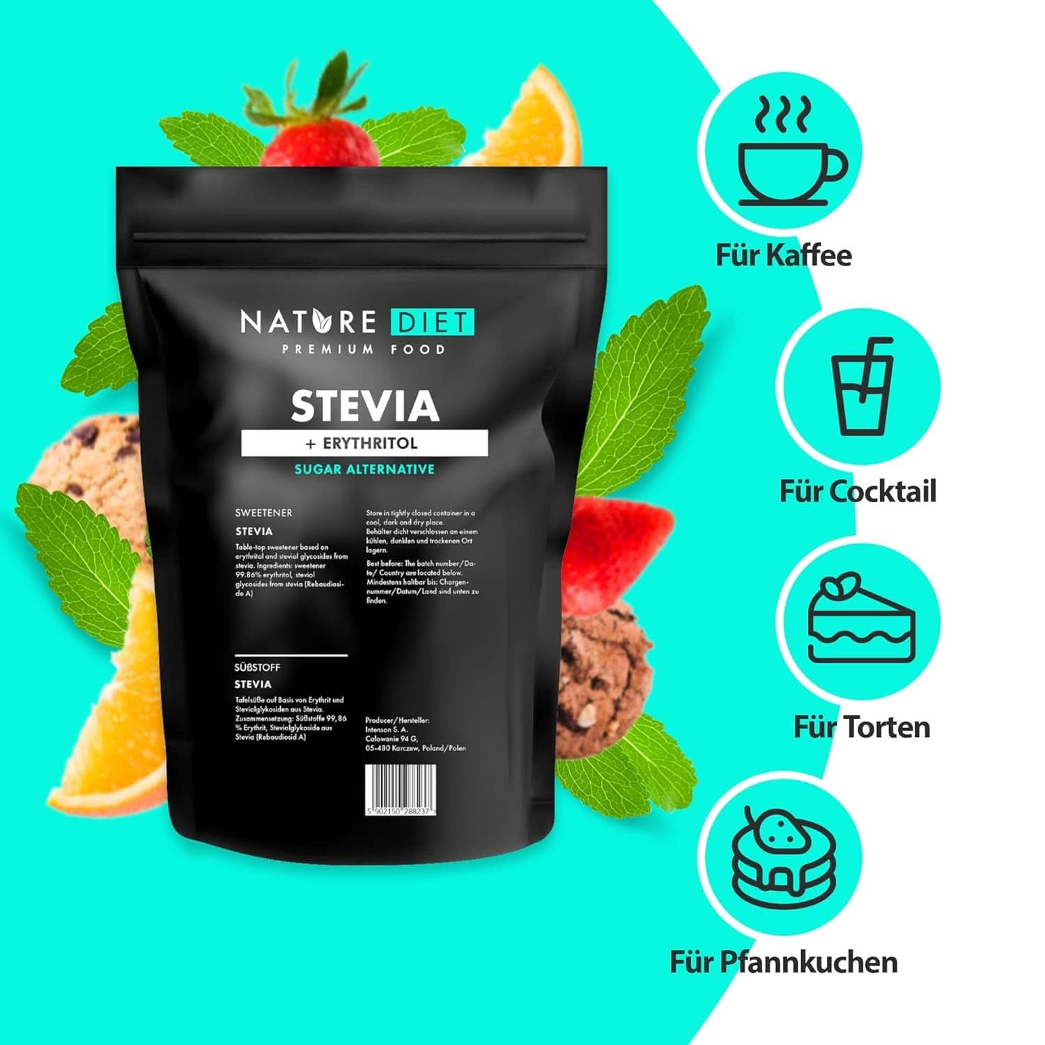 Nature Diet - Stevia sødemiddel, 1 kg sødemidler Naty Shop
