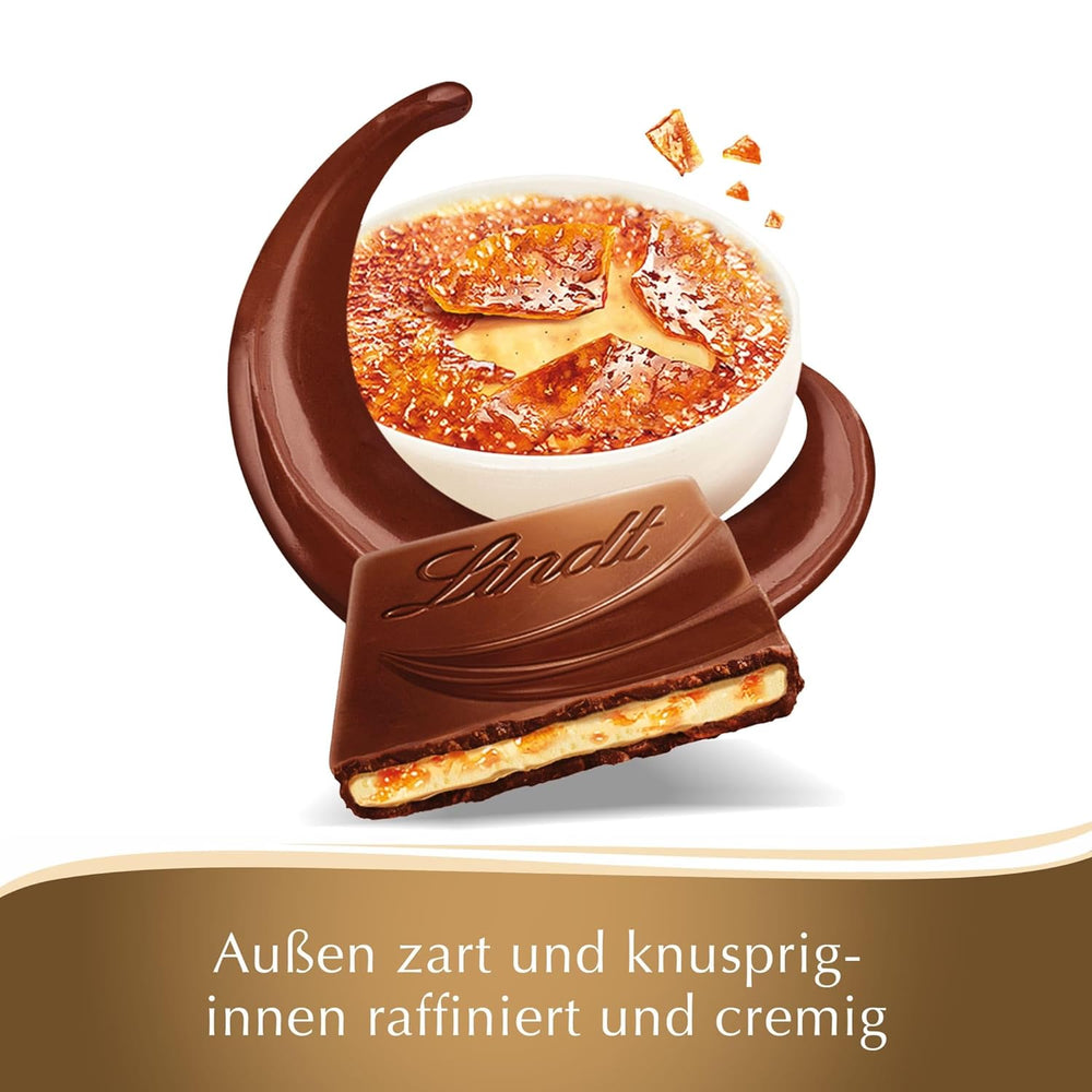 Bar Crème Brûlée Lindt Chocolate Creation | Crème Brûlée fyld med sprød karamel, toppet med den fineste mælkechokolade | Chokoladebar | Chokoladegave, 150g