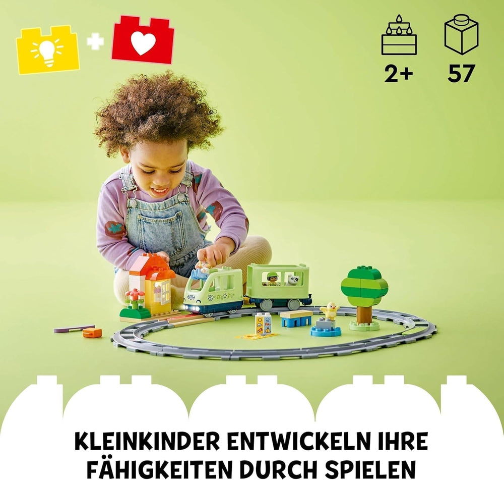 LEGO DUPLO Town Interactive Adventure Train, Legesæt med lys og lyde til rolleleg, giver 2-årige mulighed for at bygge spor, Pædagogisk legetøj til førskole 10427 Byggesæt Besuche den LEGO-Store