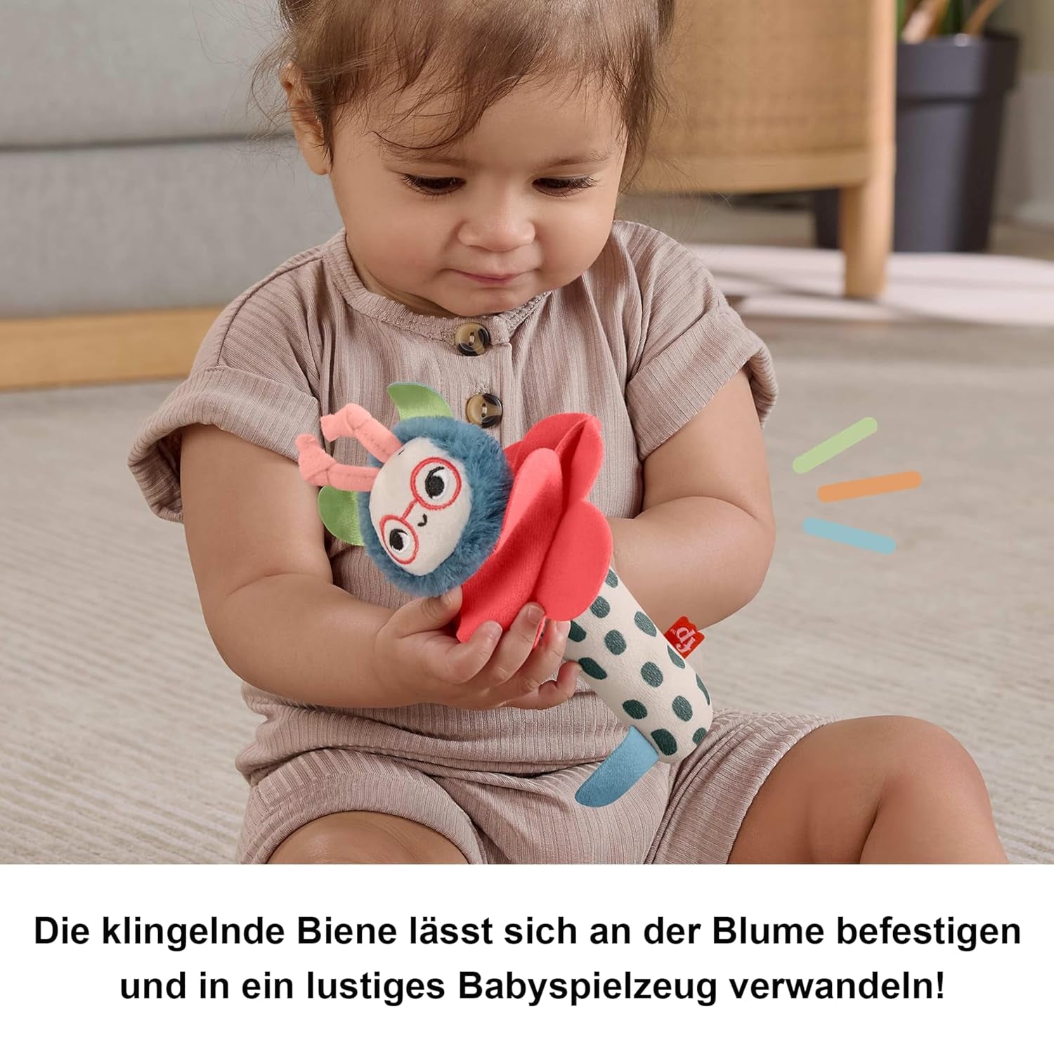 Jucărie pentru bebeluși Fisher-Price Planet Friends 2-in-1 jucărie senzorială de pluș cu clopoțel și albină, ca set din două piese pentru nou-născuți de la 3 luni, HYR56 Jucarii Bebe Naty Shop