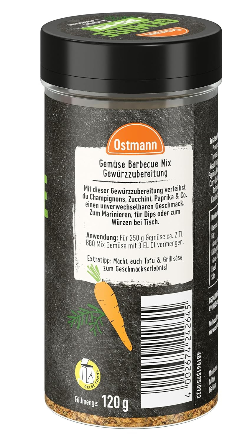Ostmann Gewürze - Gemüse BBQ Mix | Gewürzzubereitung für Gemüse | Mediterrane Kräuternote für Grillgemüse, Tofu und Co. | 120 g i en si