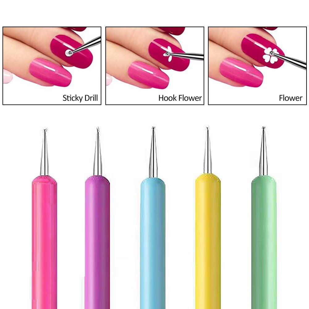 5 Stück Dotting Pen Set, Nagelpunkt-Stift, Dotting Pen Punktierung Stift Marbleizing Werkzeug Nagellack Maniküre Dot Nail Art Set, Marmorier-Werkzeug-Set, Punkte, Nagelkunst, Nagel Nail Werkzeug Set