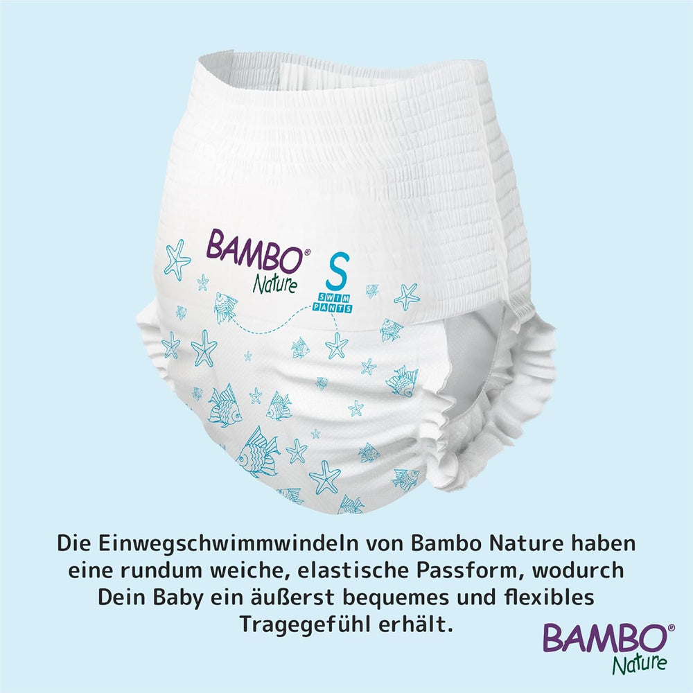 Bambo Nature Baby svømmebleer, str. S (7-12 kg), 12 bleer | Secure Fit engangs svømmebleer | Vandtæt komfort under vandleg