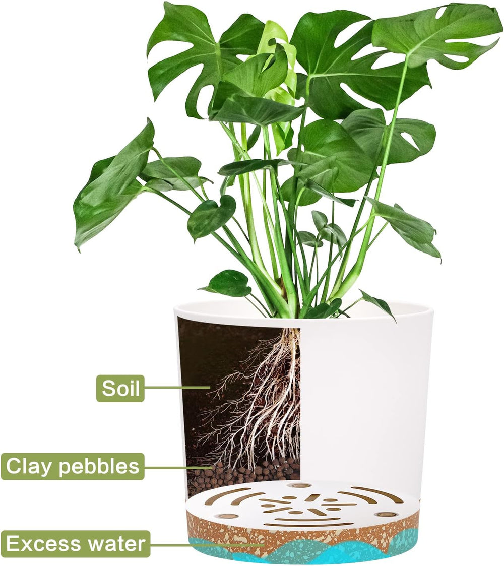 12,7 cm sæt med 2 blomsterpotter, indendørs plantepotter med drænhuller og aftagelig bund, moderne dekorative underkopper til udendørs haveplanter (hvid 12,7 cm)