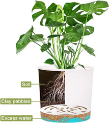 12,7 cm sæt med 2 blomsterpotter, indendørs plantepotter med drænhuller og aftagelig bund, moderne dekorative underkopper til udendørs haveplanter (hvid 12,7 cm)