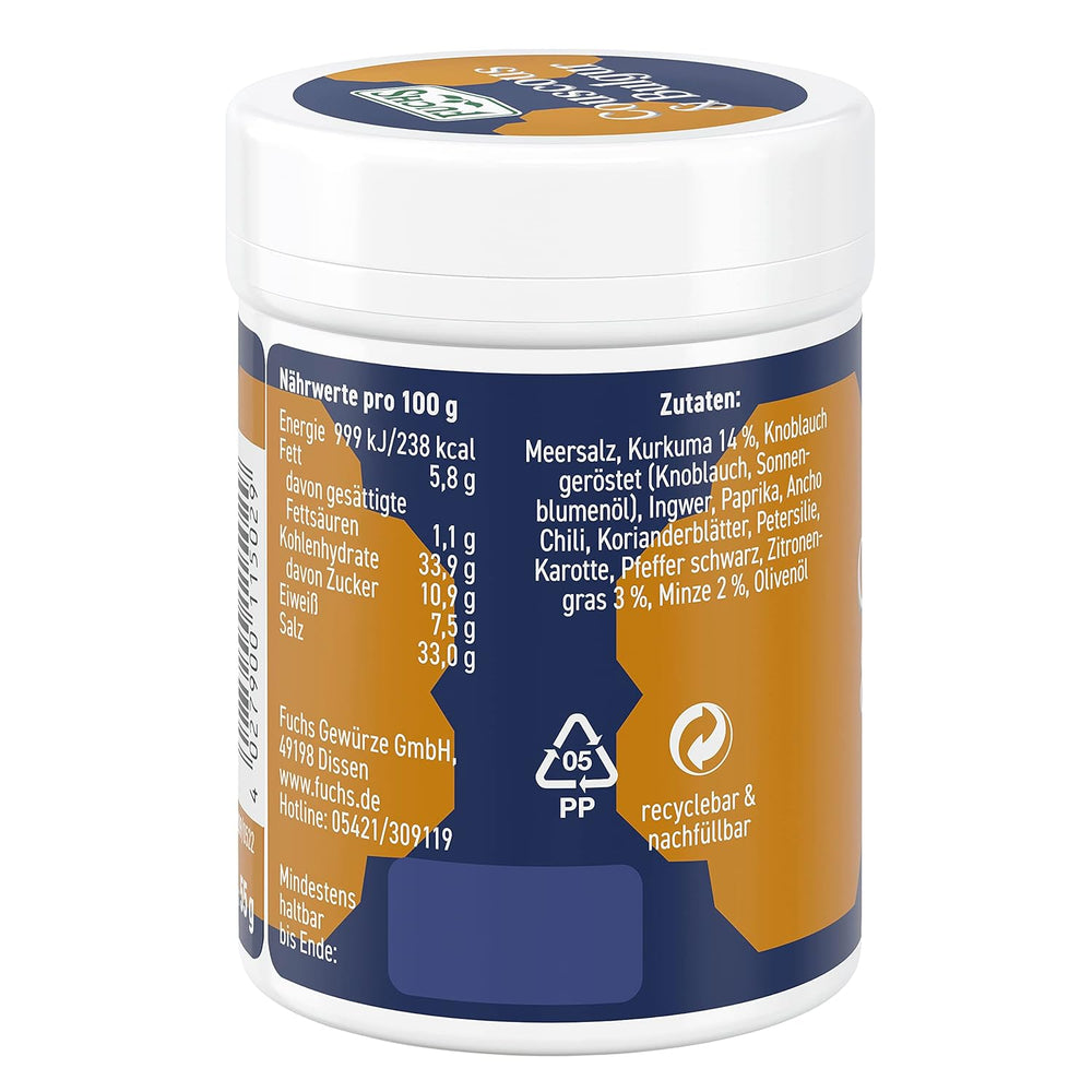 Fuchs Spices Gourmet Selection Mellemøsten/Afrika - Couscous og Bulgur Krydderiblanding Genopfyldelig krydderiblanding til krydderier Bulgurretter Vegansk 55g