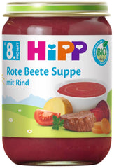 Rødbedesuppe med okse HiPP Økologisk (6 x 190g), fra 8 måneder, uden tilsat salt, glutenfri, med Omega 3, bedste økologiske kvalitet