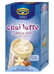 KRÜGER YOU Chai Latte Vanilie-Scorțișoară, preparat instant pentru băuturi cu lapte, aromatizat cu vanilie și scorțișoară, 250 g (10 pliculețe de 25 g)