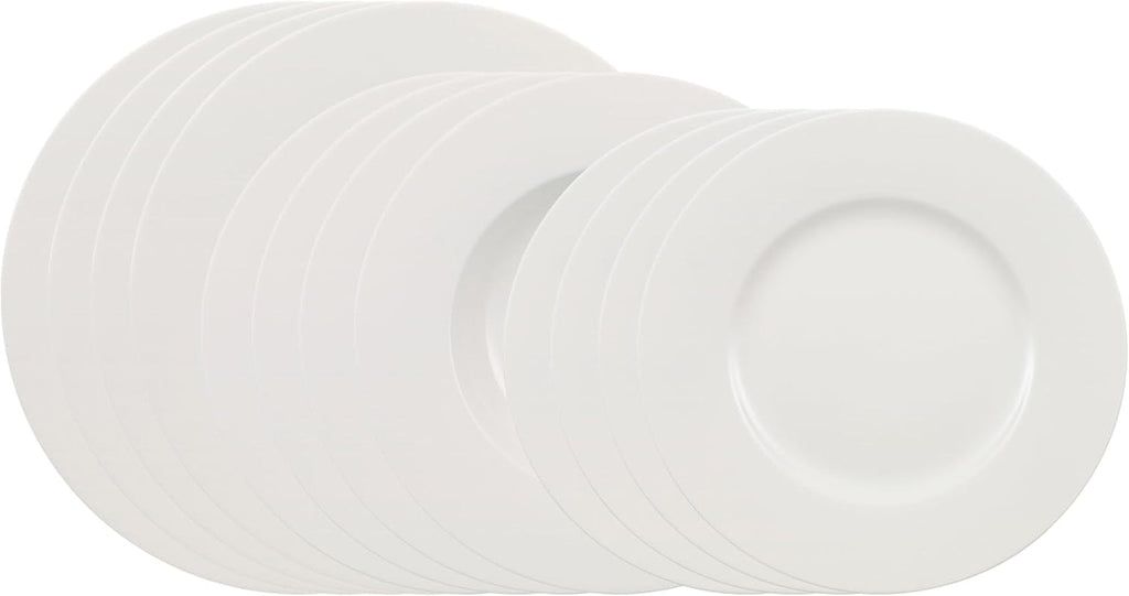 Villeroy & Boch – Wonderful World Dinner-Set 12 Teilig Weiß, Spülmaschinenfest, Mikrowellensicher, Teller, Geschirr, Porzellan, Speiseteller, Essteller, Set, Geschirrset Modern, Premium Porzellan Seturi vesela masa Naty Shop Default Title