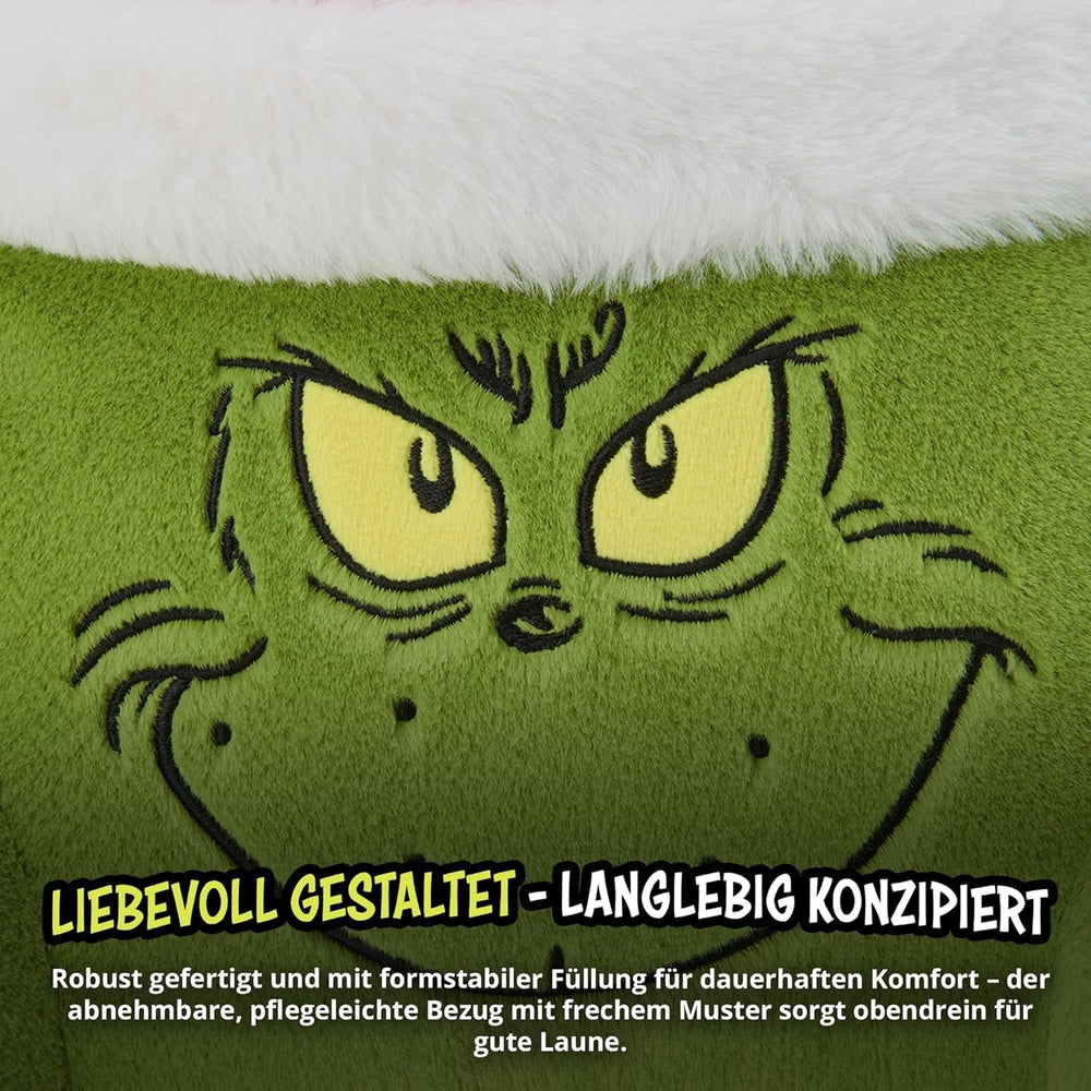 Perna Grinch - Pernă de spate pentru pat și canapea, suport pentru spate cu cotiere, pernă de citit pentru spate, gât și cap, verde, 40 x 38 cm