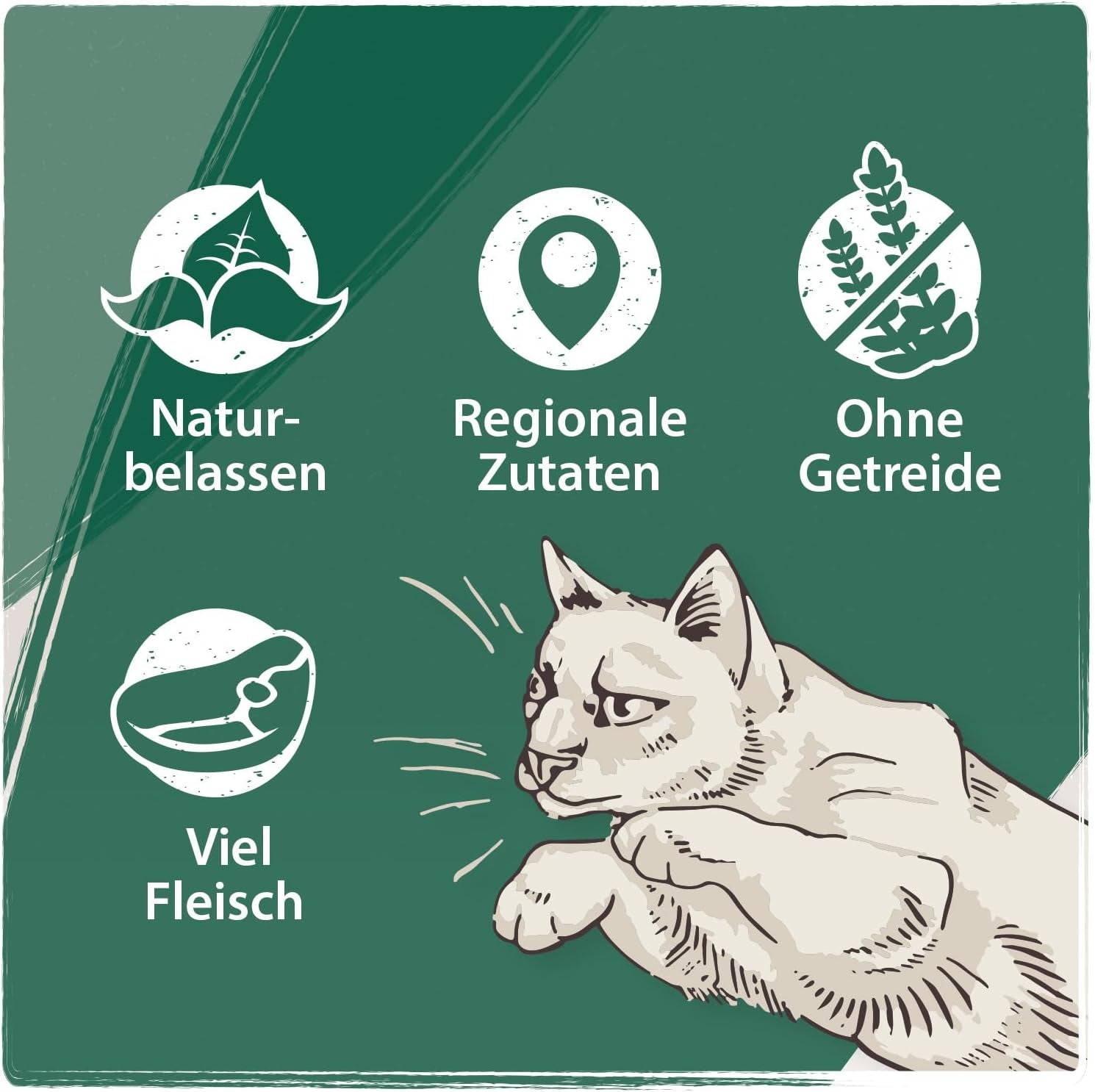 Venandi Animal Premium Nassfutter für Katzen, Probierpaket II, Huhn + Kaninchen, Kalb, Truthahn, 6 x 400 g, getreidefrei und naturbelassen, 2.4 kg