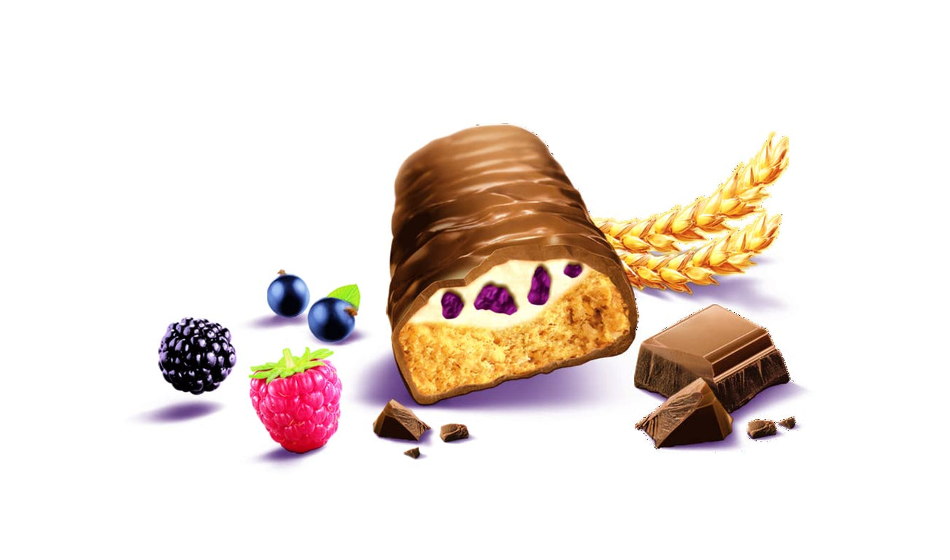 Balisto Chokoladepakke Bulk, Yoberry, korn & Yoghurt Chokoladebarer, 8 x 18,5 g, Chokolade, Müslibarer, Chokolade Bulk Pack (148g)