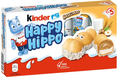 Kinder Happy Hippo Hasselnut - Specialitetssprøde vafler med mælk og hasselnøddecreme - Karneval og fastelavnsslik - 1 pakke indeholdende 5 individuelle stænger á 20,7 g hver