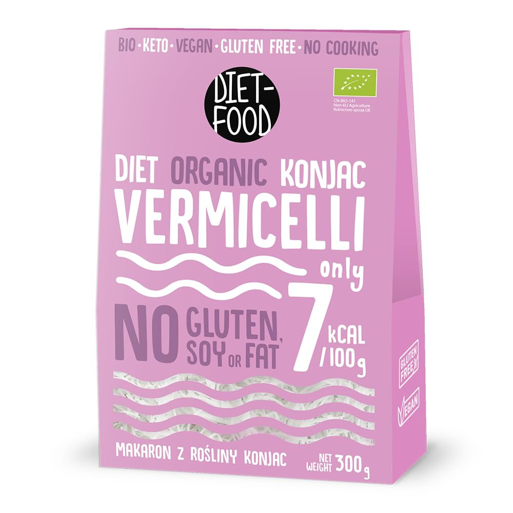DIET-MAD Økologisk Shirataki Konjac Instant Rice, Low Carb, Low Calorie, Vegan, Fedtfri, Sojafri, Glutenfri, Keto-venlig, Slankende, 300 gram