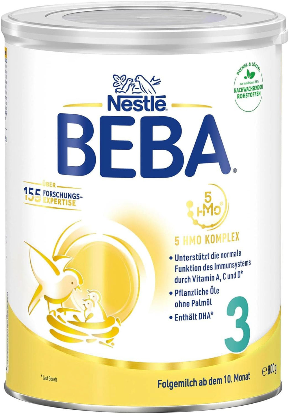 Nestlé BEBA 3 tilskudsmælkpulver, tilskudsblanding fra 10 måneder, pakke med 3 (3 X 800G) Mor og barn Naty Shop