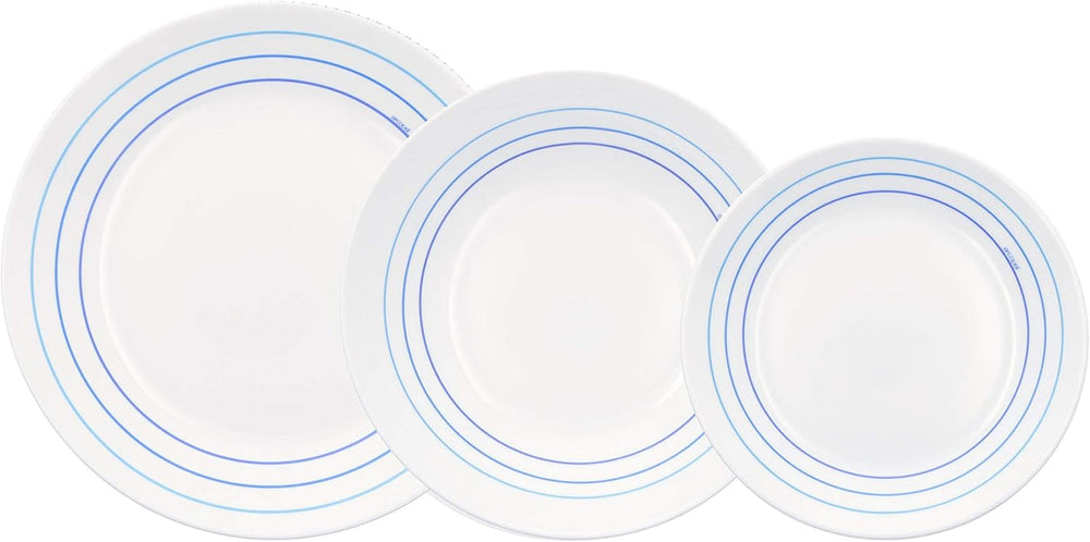 Luminarc Domitille Tafelservice, 18-Teilig, Opal, Keramik, Weiß Servicesæt Naty Shop Avrei Blau