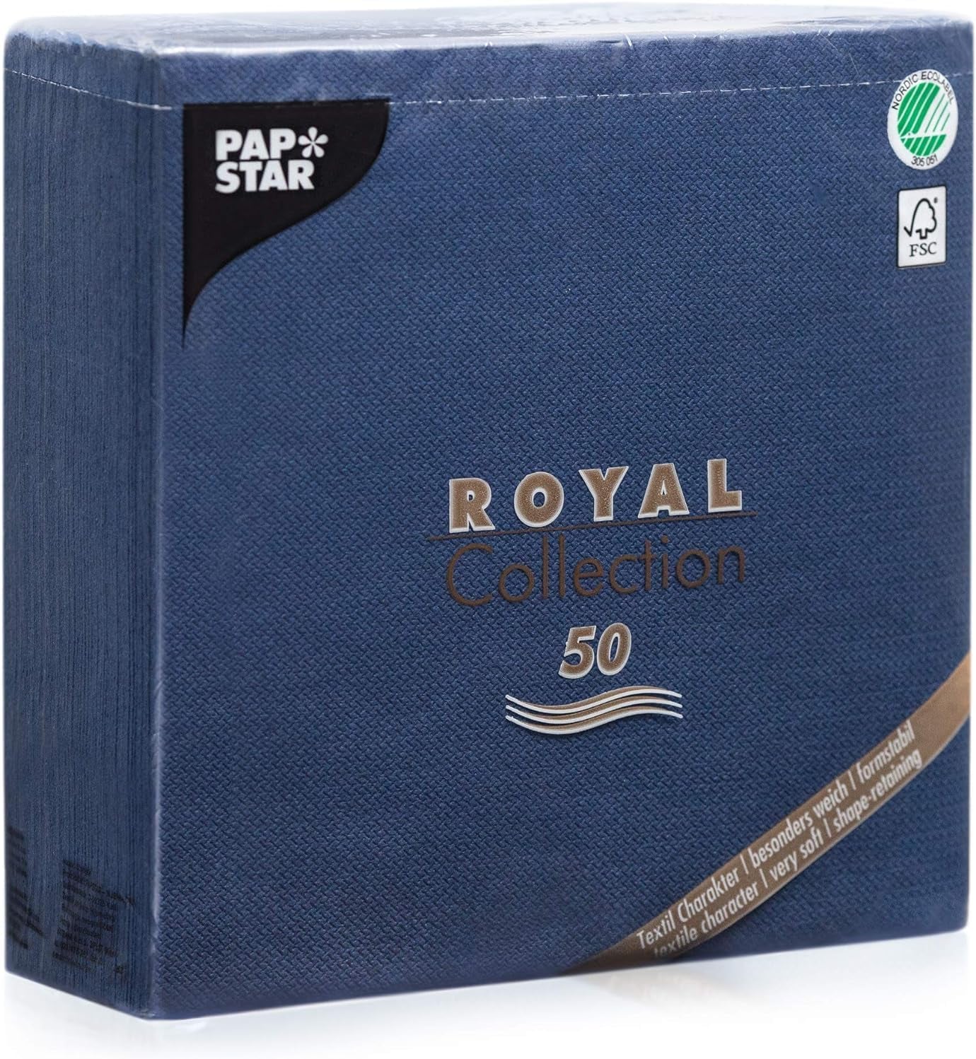 Șervețele Papstar / Șervețele Tissue Negre "Royal Collection" 40 X 40 Cm, 1/4-Fold, ideale pentru catering, gospodărie sau petreceri, #10452, 1 X 50Pack