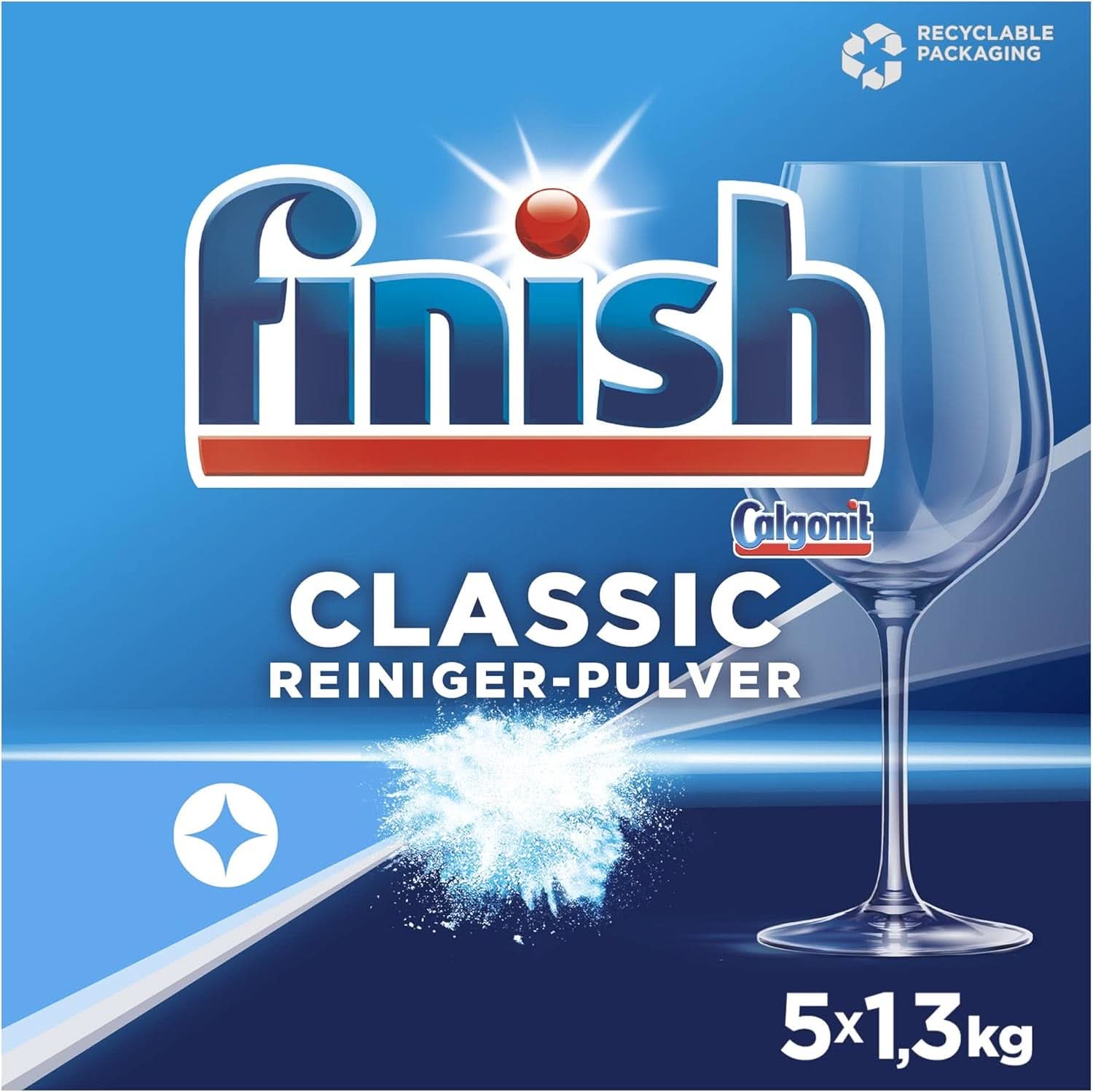 Finish Classic pulveropvaskemiddel - fosfatfrit opvaskemiddel - 6,5 kg stor pakke (5 x 1,3 kg) Naty Shop køkkenopvaskemidler