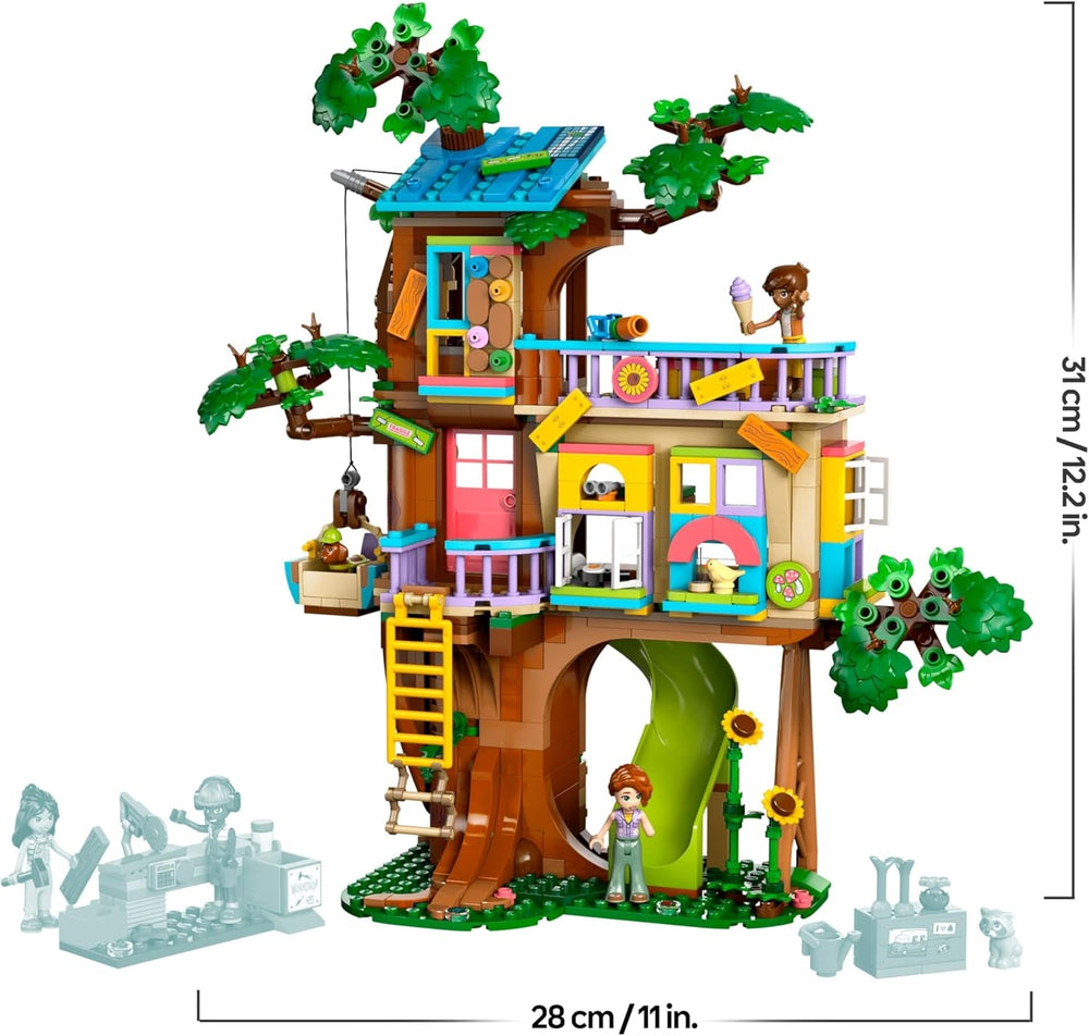 LEGO Friends Baumhaus - Spielset zum Bauen mit 2 Tierfiguren, 4 Minifiguren, einem Garten und Spielzeug Lebensmittel Zubehör - Beliebtes Geschenk für Mädchen und Jungen ab 8 Jahren - 42652