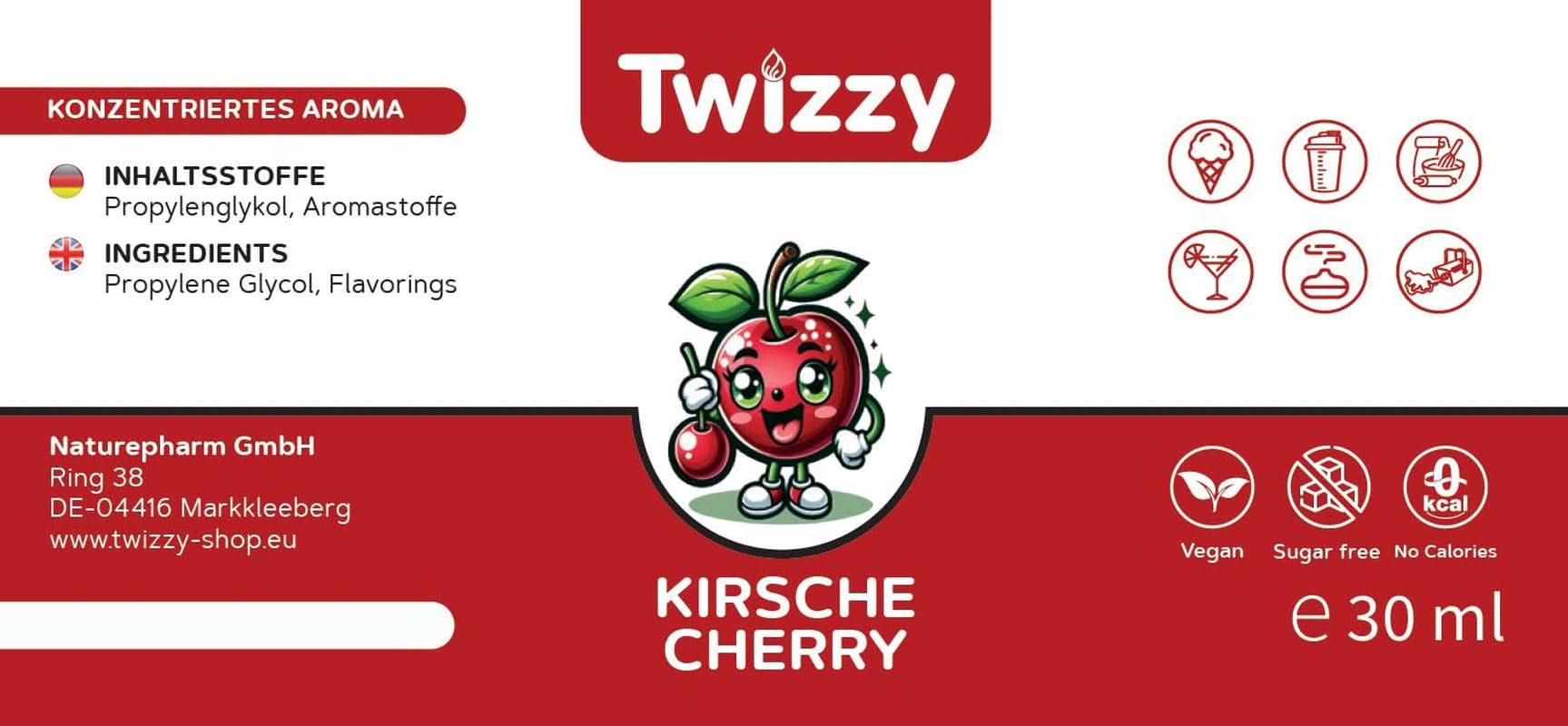 Twizzy, koncentreret kirsebærsmag, 30 ml Aromas Naty Shop