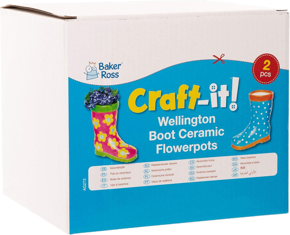 Ghivece ceramice Baker Ross „Wellies” pentru copii (2 bucăți)