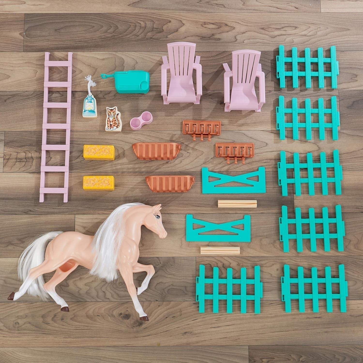 Casa de păpuși Kidkraft Sweet Meadow Horse Stable cu cal - set de joacă din lemn cu mobilier și accesorii, cadou de jucărie cu cal pentru băieți și fete de la 3 ani, 63534 Casute de papusi Naty Shop