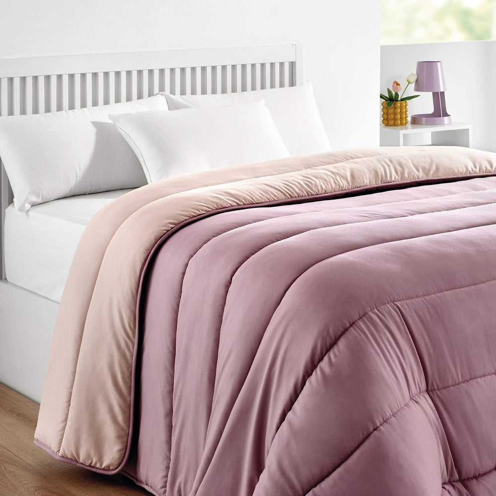 Pikolin Home - Plapumă reversibilă 300 G - Umplutură nordică bicoloră - Pentru pat 90 - Umplută cu pene, caldă, respirabilă, Gri deschis/gri natural, 150 X 220 Cm Plapumi si pilote Naty Shop