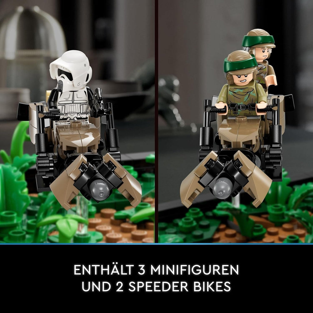 LEGO 75353 Star Wars Pursuit on Endor - Diorama Sæt, Return of the Jedi med Luke Skywalker, Princess Leia & Scout Trooper og Speeder Bikes, 40 års jubilæums byggesæt Besuche den LEGO-Store