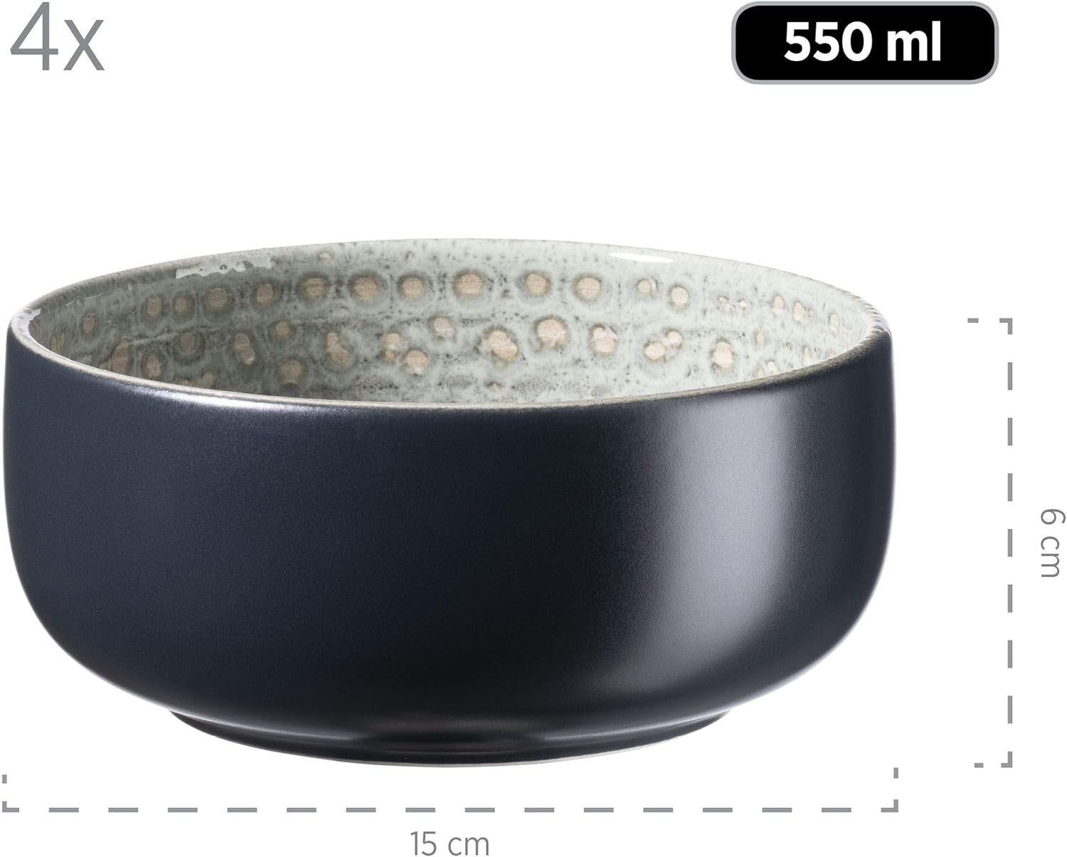 MÄSER 931744 Seria Spicy Market, Set de veselă pictat manual pentru 4 persoane în design vintage mediteranean, Set combinat din ceramică cu 16 piese, Verde, Gresie