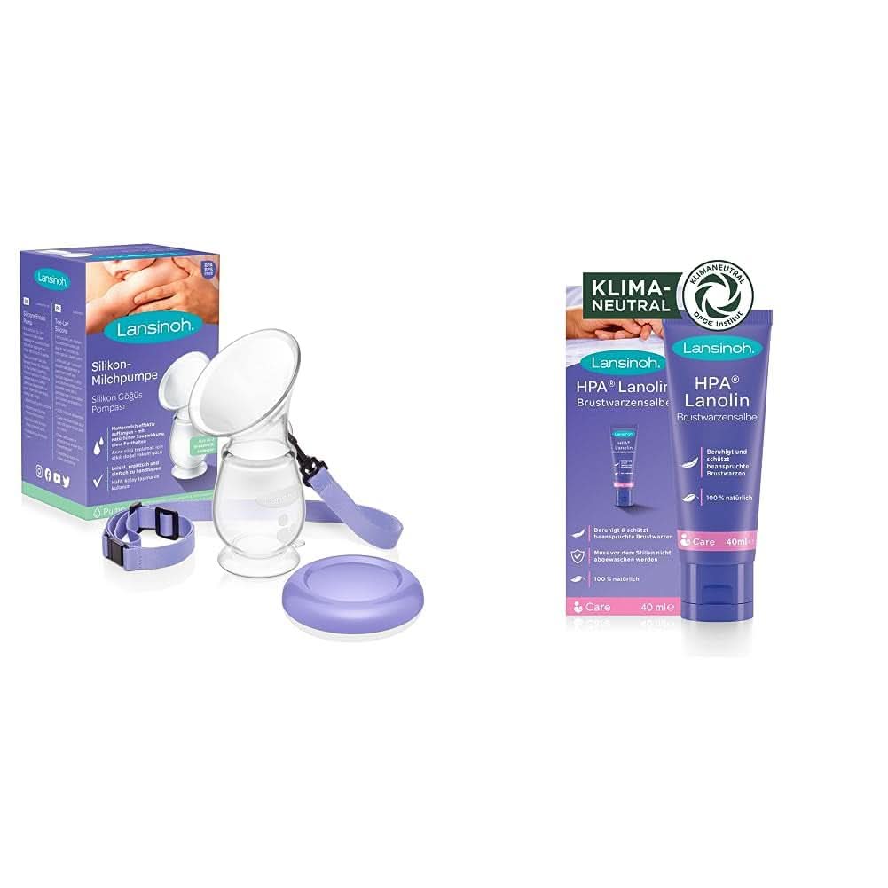 Lansinoh Silikon Milchpumpe & Muttermilchauffänger - Angenehmes & Extrem Weiches Silikon - Rettet Jeden Tropfen Muttermilch - Alternative Zu Milchauffangschalen, 1 Stück (1Er Pack) Tilbehør Mad og Amning Bebe Naty Shop Bundle Mit Brustwarzensalbe Silikon-Milchänge Muttermilchauffer