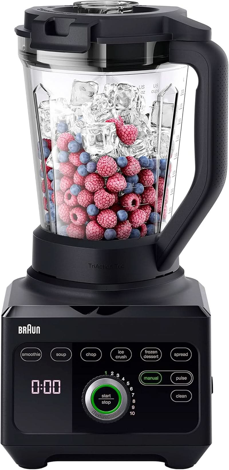 Braun Hochleistungsmixer Powerblend 9 JB9040 – Standmixer Mit Glas-Mixkrug, 18 Mixprogramme, 10 Geschwindigkeiten + Pulsfunktion, Heiße Suppen Funktion, Reinigungsprogramm, Stampfer, 1600 W, Schwarz Bucatarie Naty Shop
