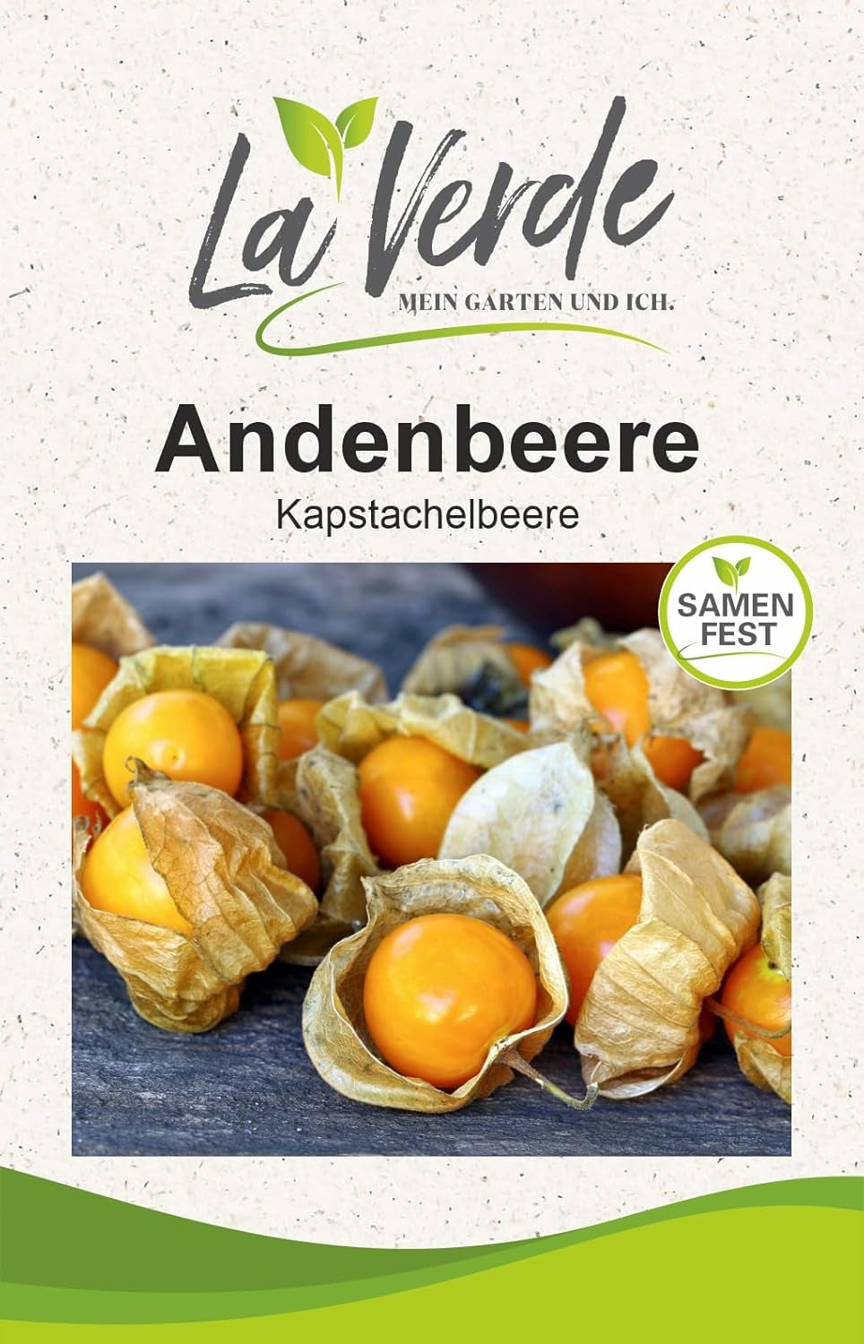 La Verde MEIN GARTEN UND ICH. Andenbeere Physalis Samen Für Ca. 50 Pflanzen, Physalis Peruviana, Süß-Säuerlich, Saatgut Ohne Gentechnik