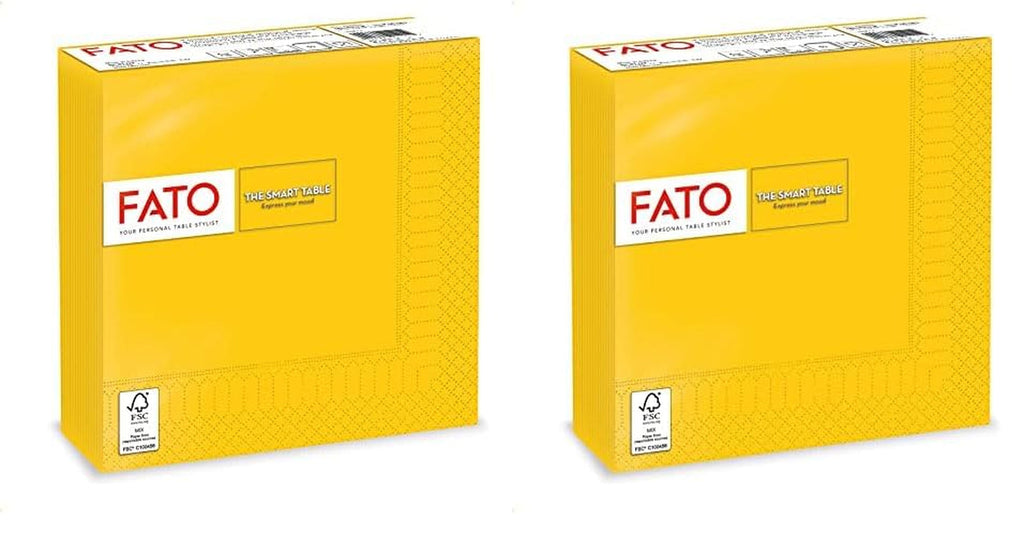 , Șervețele de hârtie de unică folosință, Ideale pentru prânzuri informale și bufete, Pachet de 50 de șervețele, Dimensiune 33X33, 4 ori pliate, 2 straturi, Galben, 100% hârtie din celuloză pură, certificat Fsc