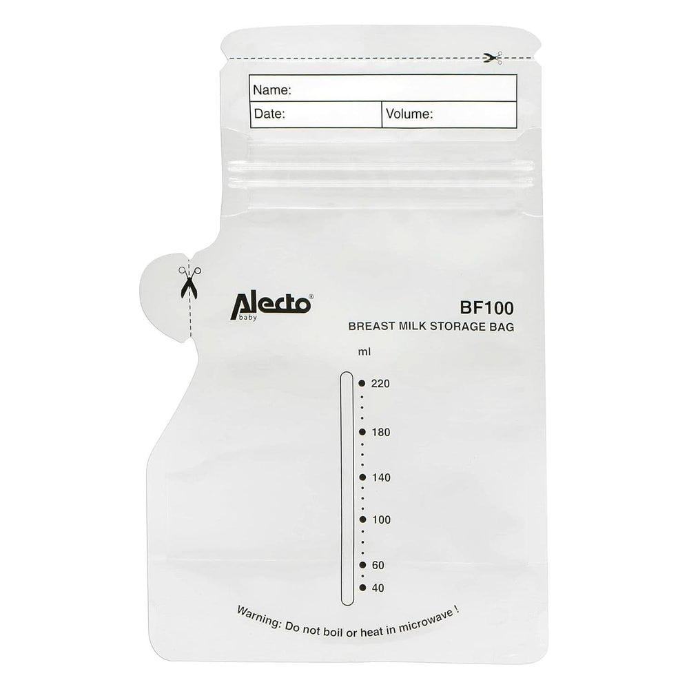 BF100 Opbevaringspose til modermælk - Taske til modermælk - kapacitet 220 Ml - 100 stk - Gennemsigtig mad og ammetilbehør Bebe Naty Shop