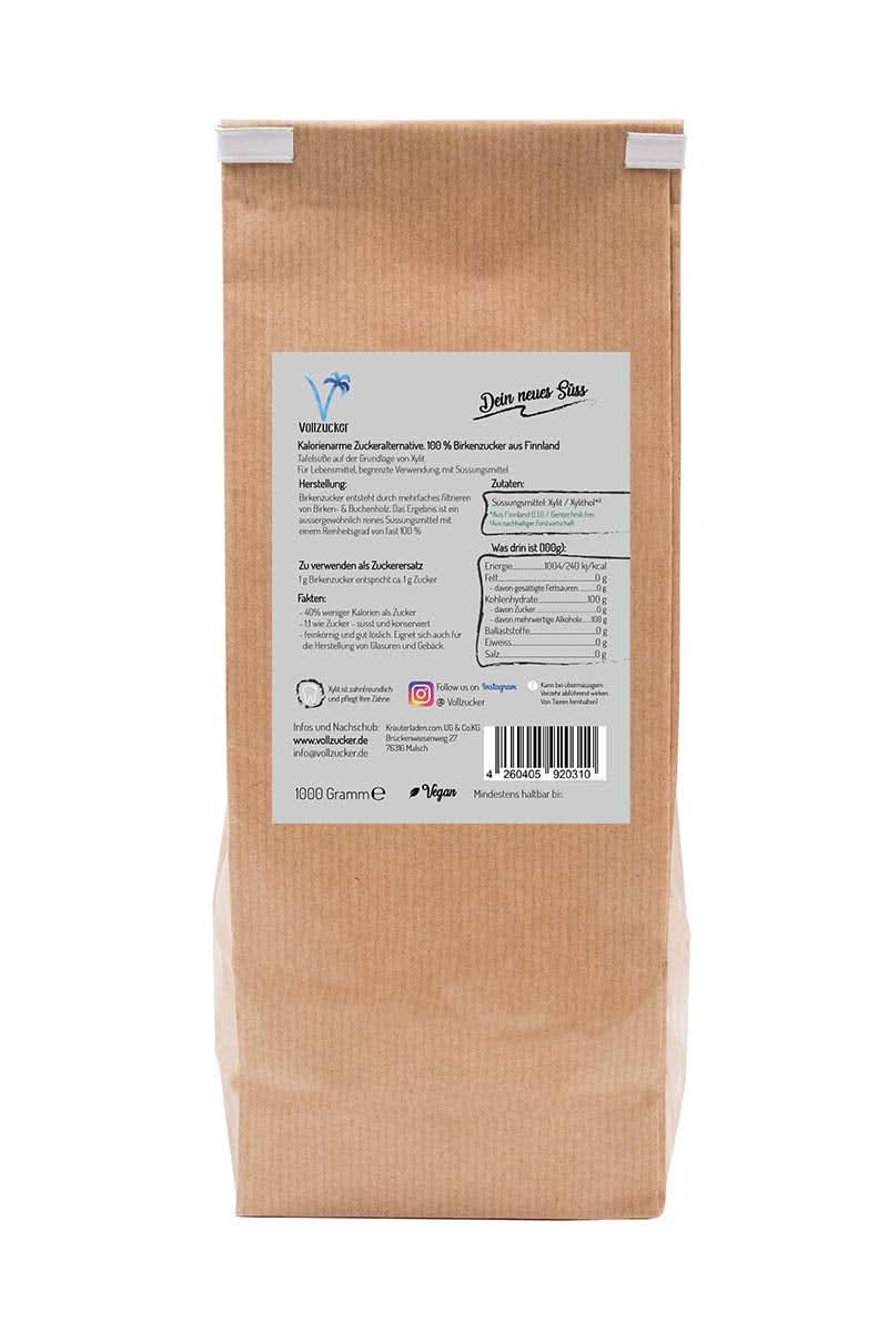 Ægte birkesukker (Xylitol) fra Finland, 1 Kg Sweeteners Naty Shop