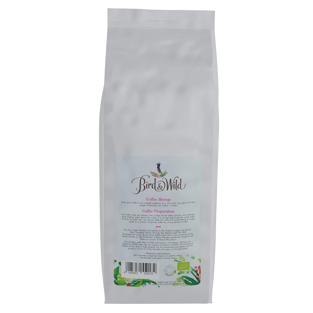 Boabe de cafea espresso, amestec de 1 kg, prăjire medie, cafea organică Fairtrade, cultivată la umbră, prietenoasă cu păsările, boabe întregi, greutate netă 1 kg