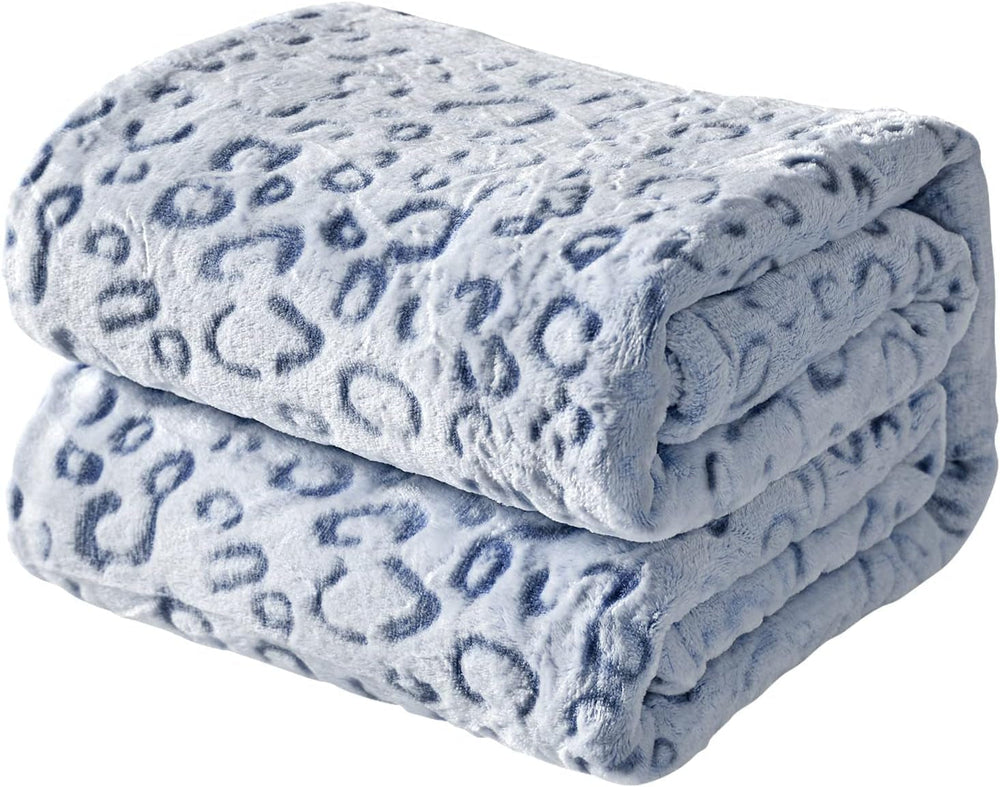 FY FIBER HOUSE flannel fleece plaid, mikrofiber tæppe med 3D gepard print, 228 X 274 cm, lilla Dyner og dyner Naty Shop Leopard blå 40"X50"