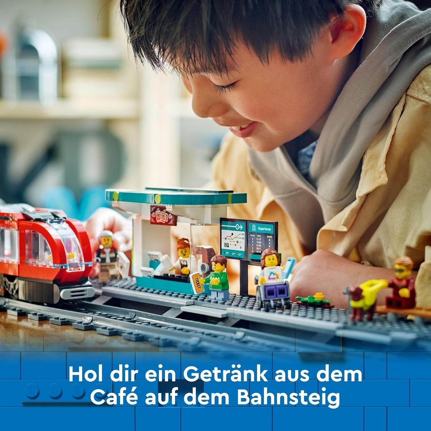 LEGO City sporvogn med station, gaveide til billegetøjsfans fra 7 år, med 6 minifigurer og en førerhund til rolleleg, byggelegetøj 60423 Byggesæt Besuche den LEGO-Store