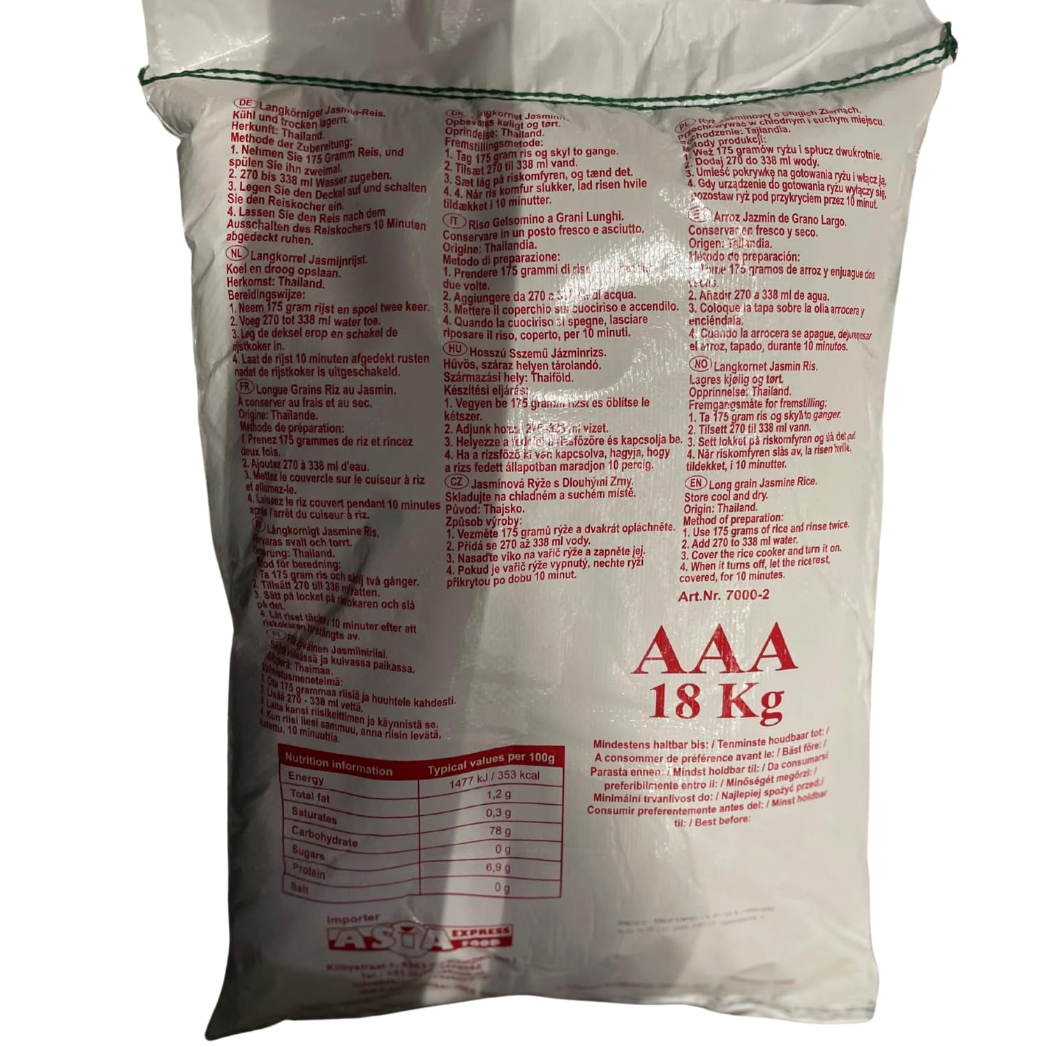 ROYAL THAI RICE - Langkornet ris og duftende med jasmin - 1 x 18 kg