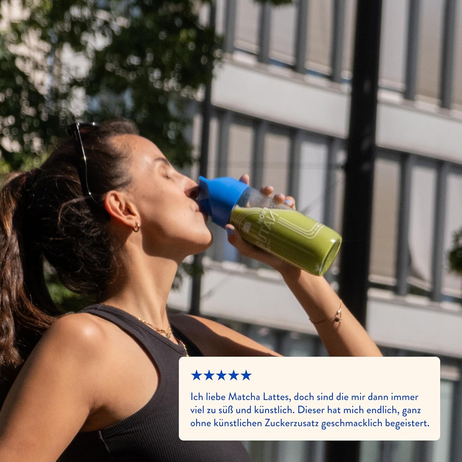 Blue Farm Bio Matcha Oat Latte auf Haferbasis ohne Zuckerzusatz - Mit dem Vitalpilz Lion's Mane - Vegansk - laktosefri og glutenfri (300 g, Matcha)