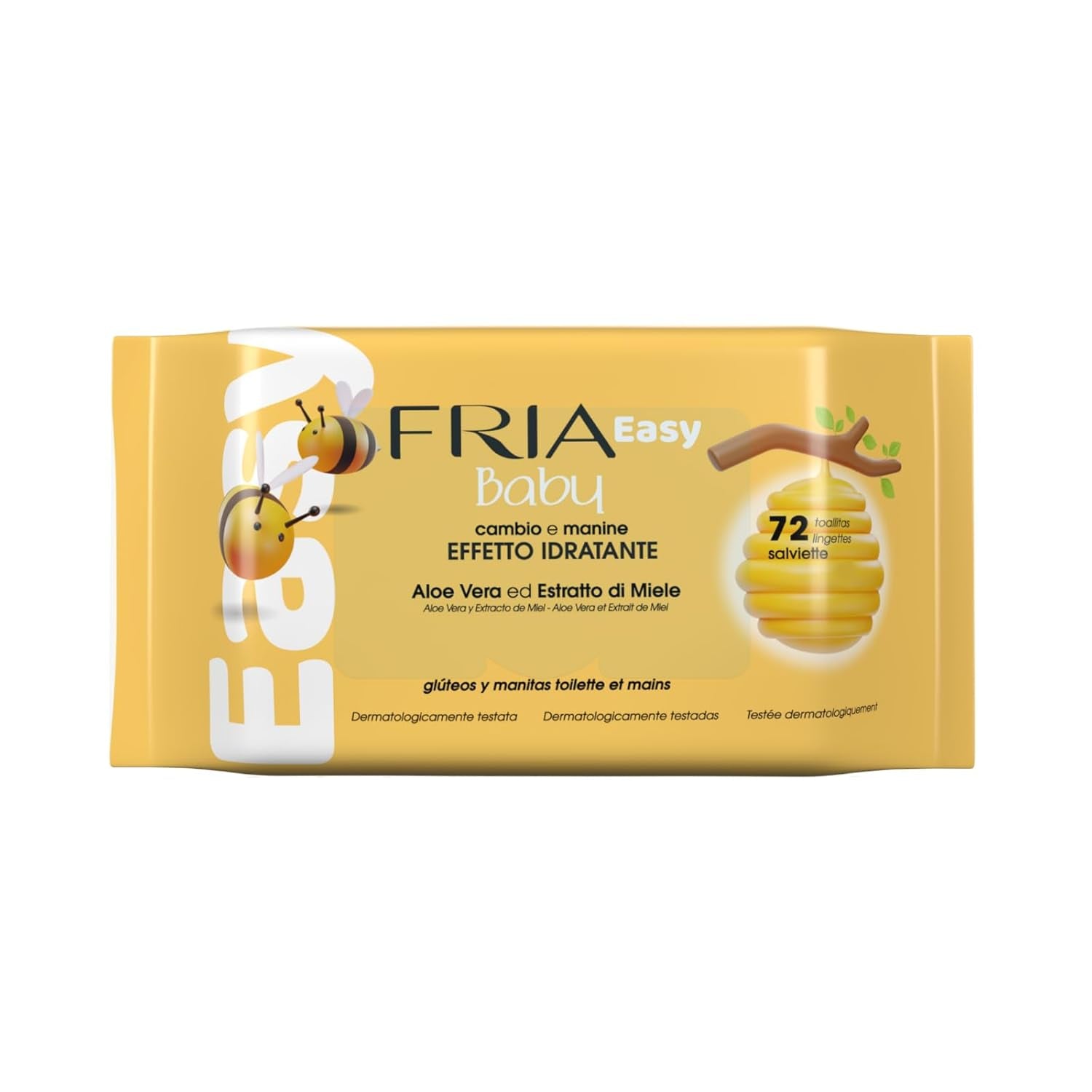 Lette babyvådservietter med aloe vera og honningekstrakt fugtgivende hud, dermatologisk testet, pakke med 20 servietter