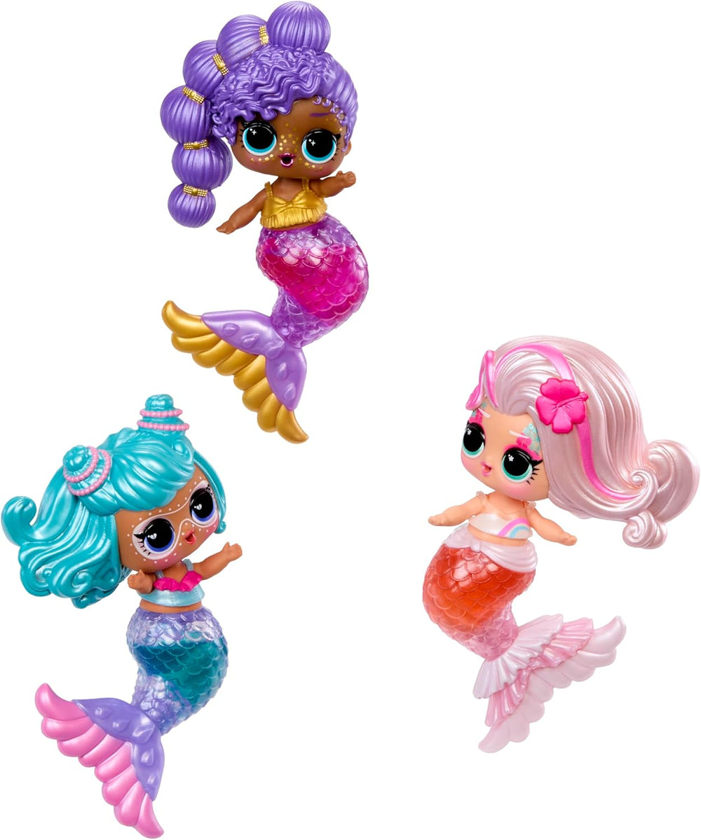 LOL Surprise! Mermaids Makeover Magic Tots – Luciu de buze adevărat pentru tine și păpușa ta, pentru a te crea singur, a amesteca și a crea machiaj, Joc distractiv cu apă, 6 păpuși de colecționat – Vârste 4+