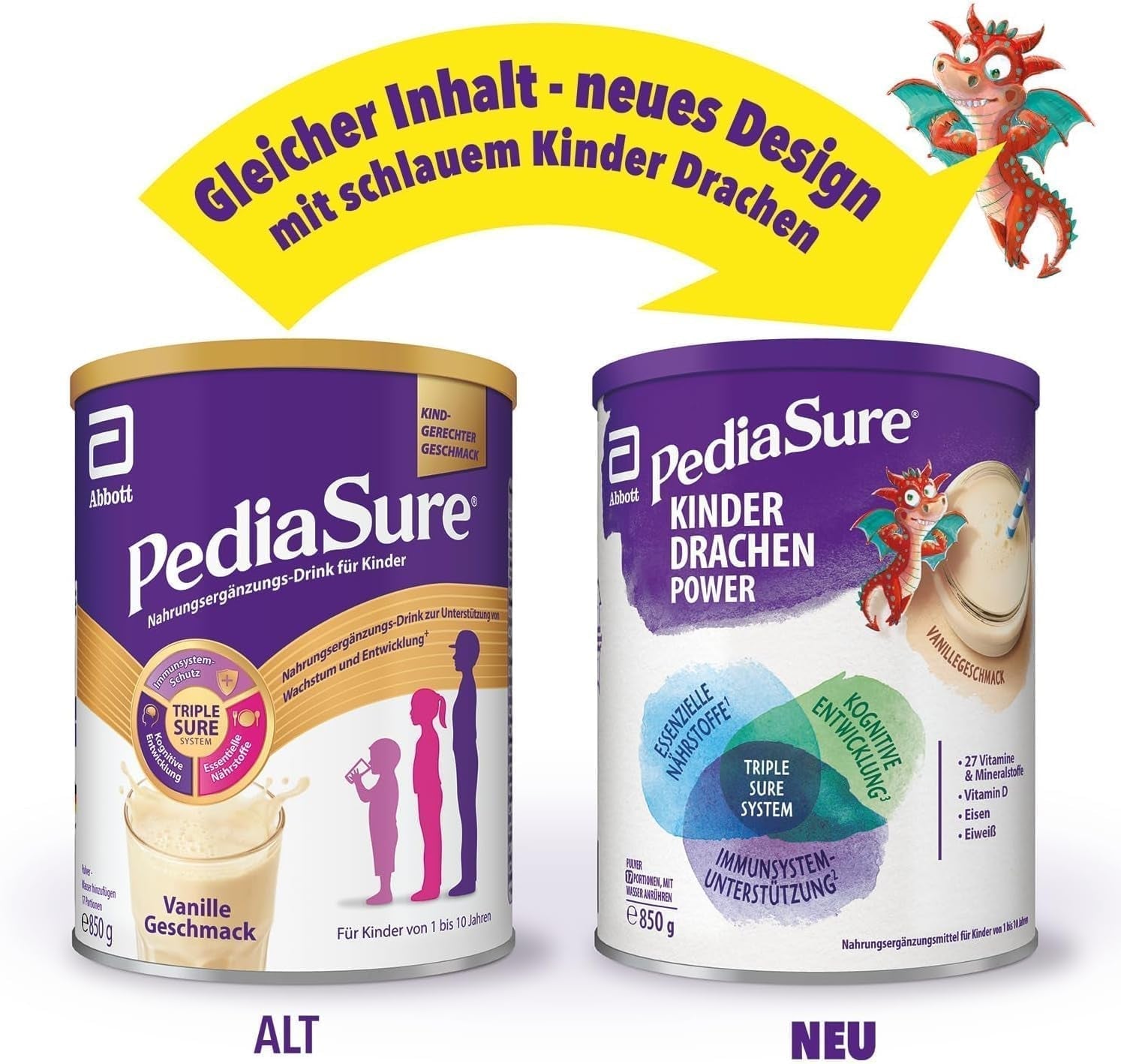 Pediasure Puterea Dragonului, Supliment nutritiv pentru copii de la vârsta de 1 an, 27 de vitamine și minerale Naty Shop