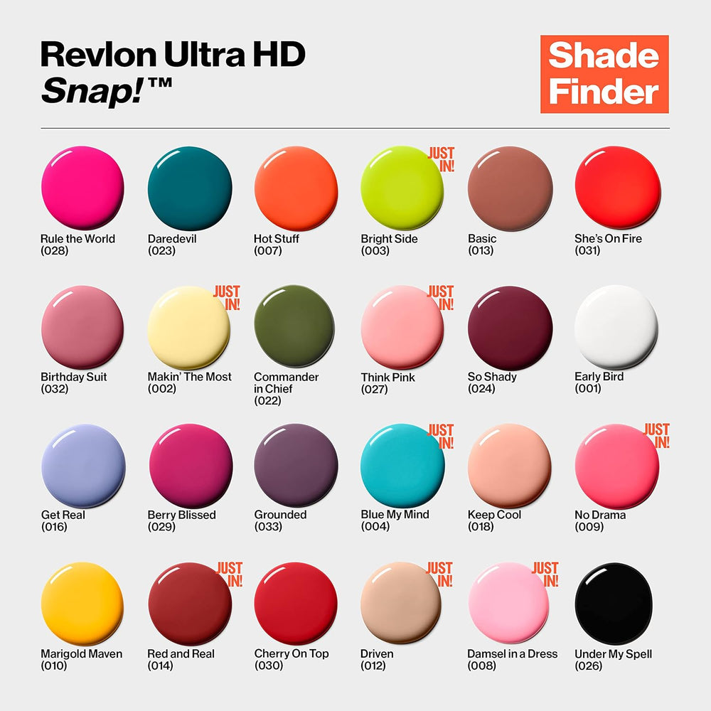 Revlon Ultra HD Snap neglelak, langtidsholdbar vegansk formel, hurtigtørrende og fuld dækning i ét lag, farve (8 ml), rød og sort (014), unisex