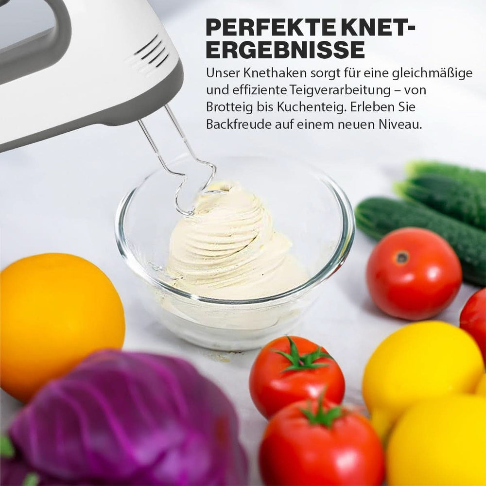 Clatronic mixer | Kraftvoller 400 Watt-motor | Håndmixer | Turbostufe & 5 Geschwindigkeitsstufen | Håndmixer | Spülmaschinengeeignete Edelstahlquirle Und -Knethaken | HM 3775 Køkken Naty Shop